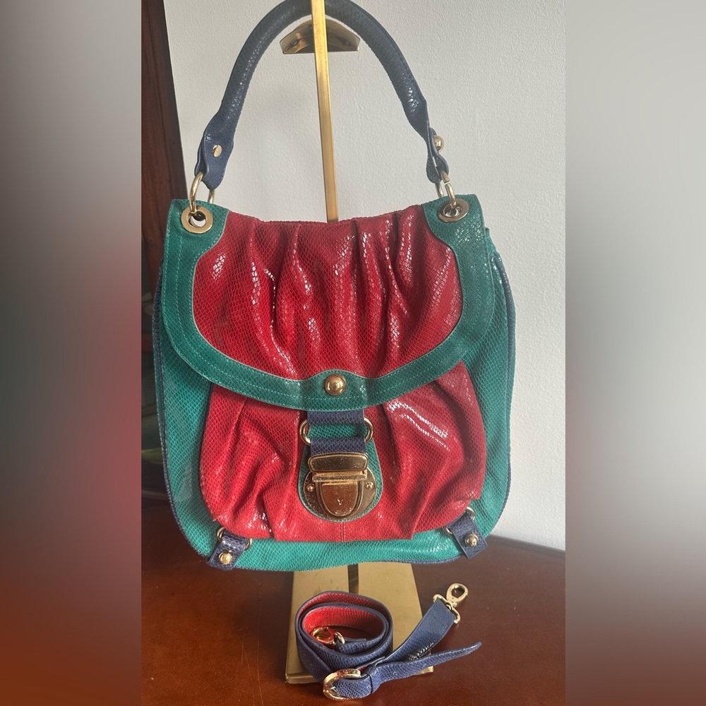 Hype Leather Colorblock leather satchel/shoulder bag - Picture 3 of 7